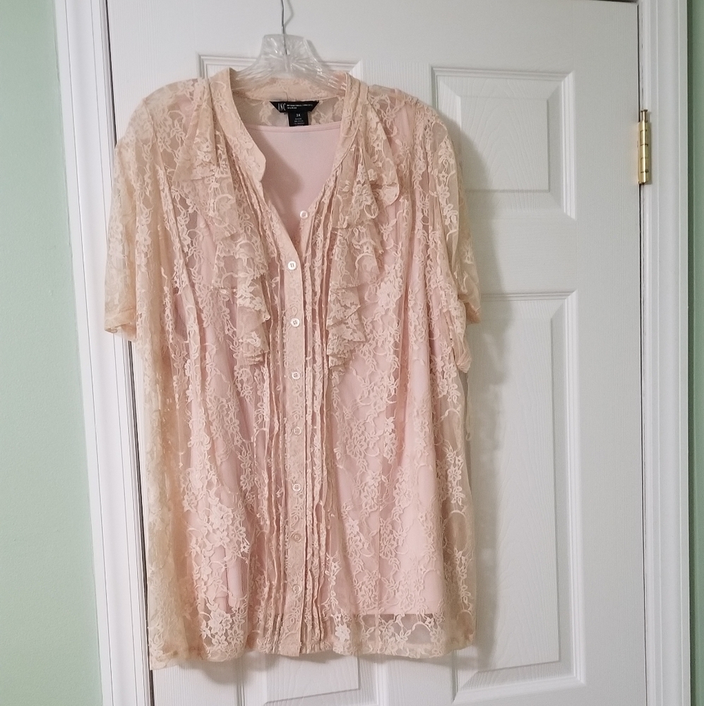 Like New Beautiful Pink Lace Blouse